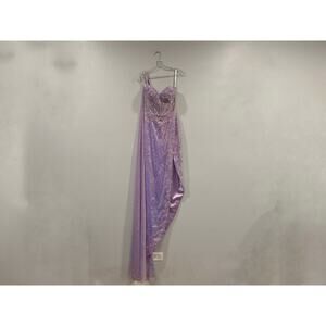 Sherri Hill 55312 One Shoulder Glitter Cape Gown in Lilac Size 4 NWOT